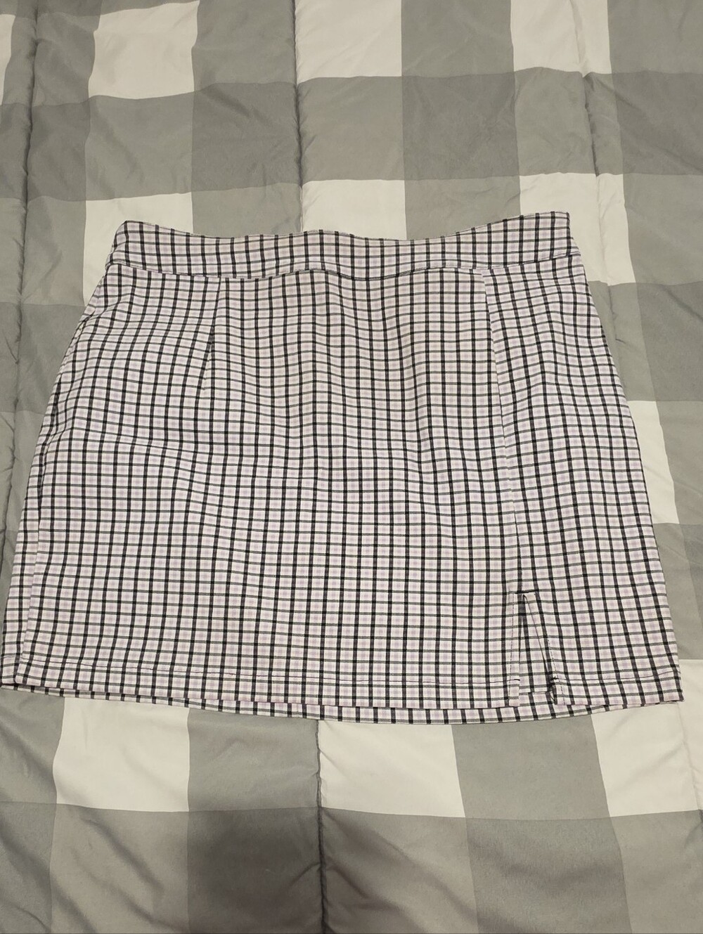 Plaid Mini Skirt in Light Pink and Black